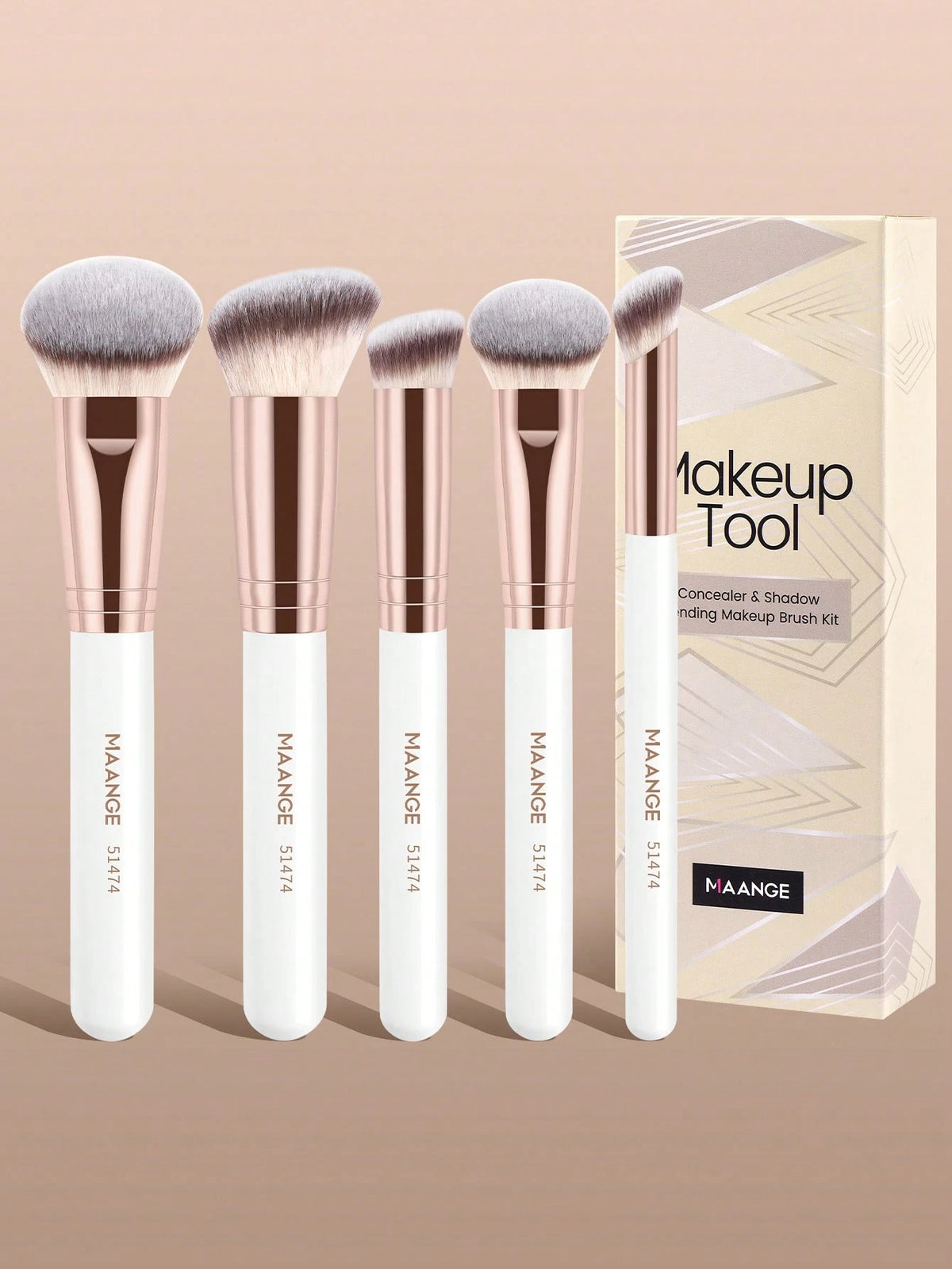 Maaange 5Pcs Makeup Brush White