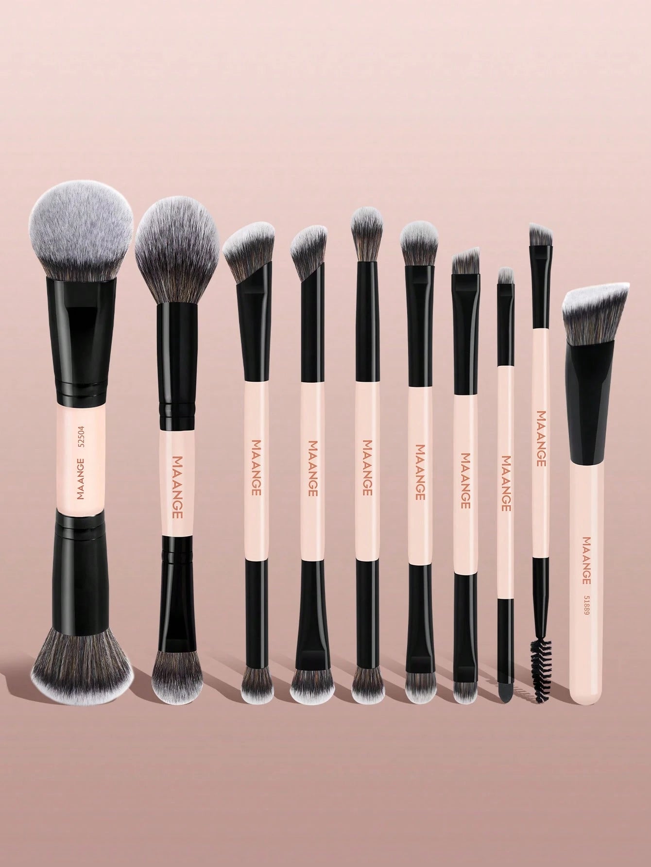 Maange 10Pcs Makeup Brush Black and Pink