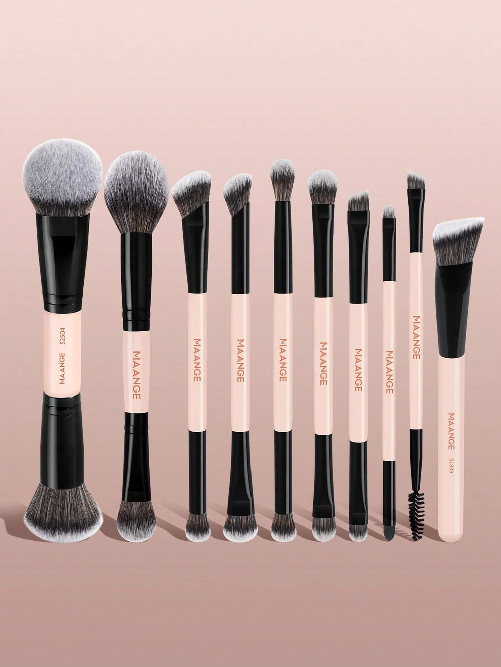 Maange 10Pcs Makeup Brush Black and Pink