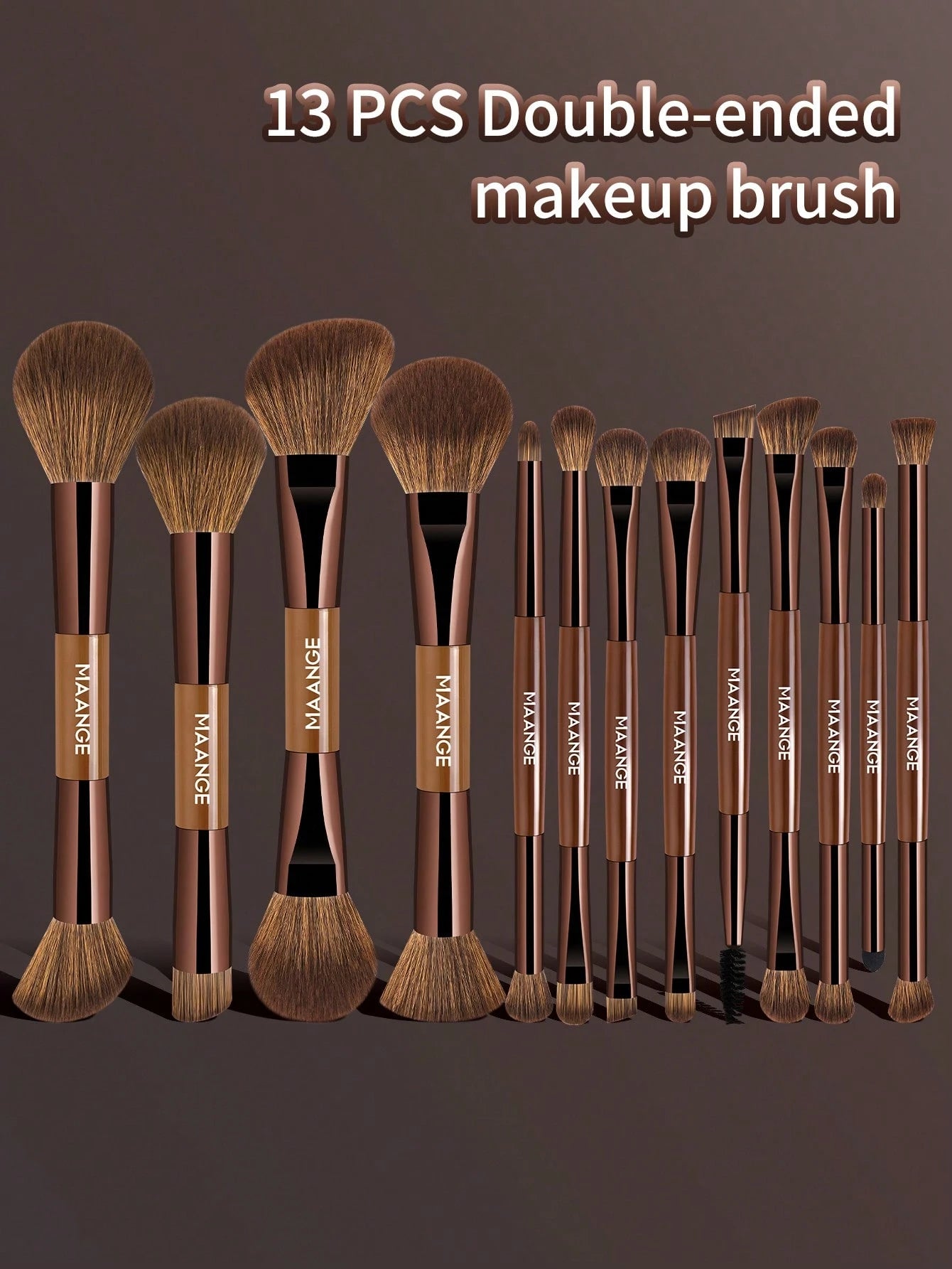 Maange 13Pcs Makeup Brush Brown