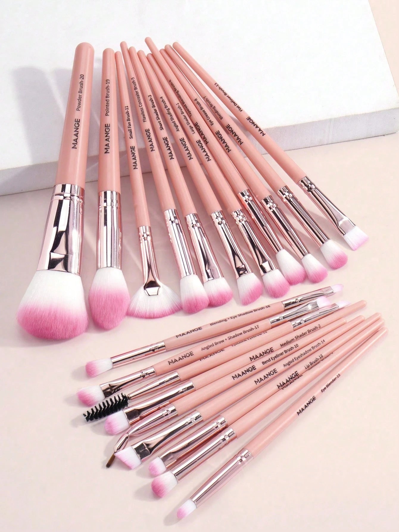 Maange 20Pcs Professional Makeup Brushes Pink