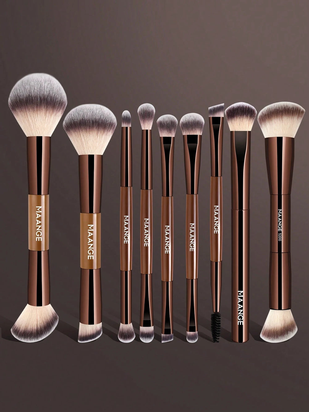 Maange 9Pcs Makeup Brush Brown