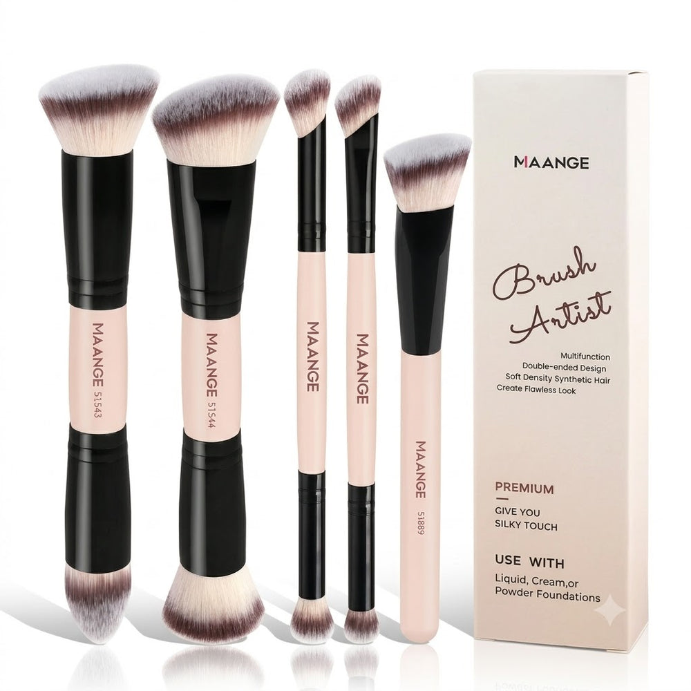 Maange Makeup Brush Artist Pink and Black 5Pcs