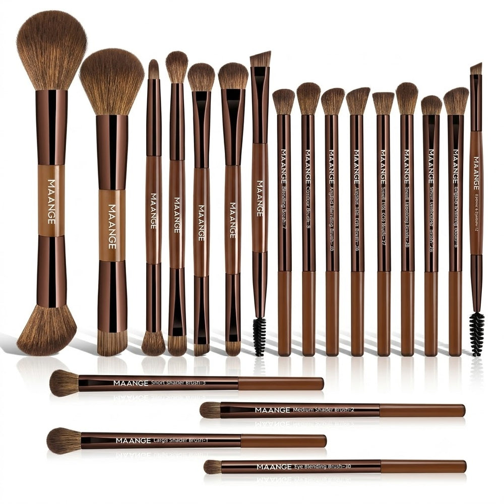 Maange Makeup Brush Brown 20Pcs