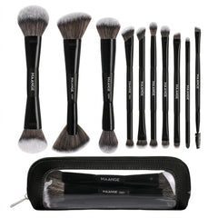 Maange Makeup Brush Professional Black 10Pcs With Bage