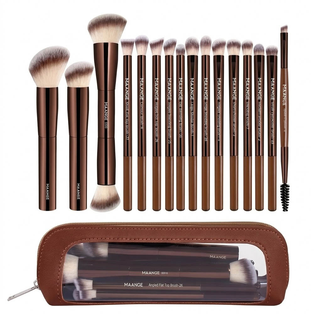 Maange Makeup Brush Set 16 Pcs With Bagag