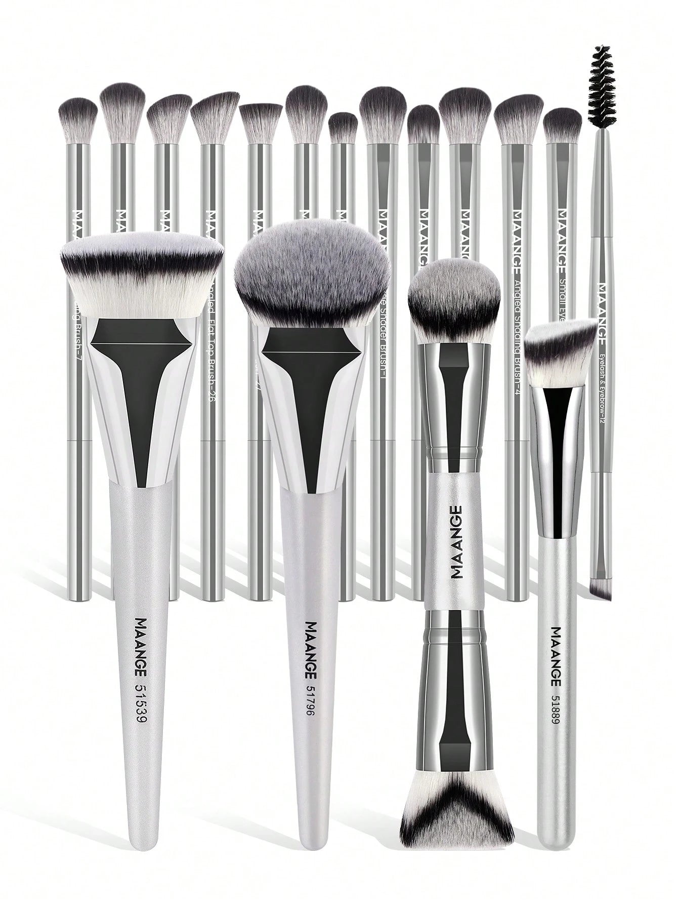 Maange Pro Makeup Brush Silver 17Pcs