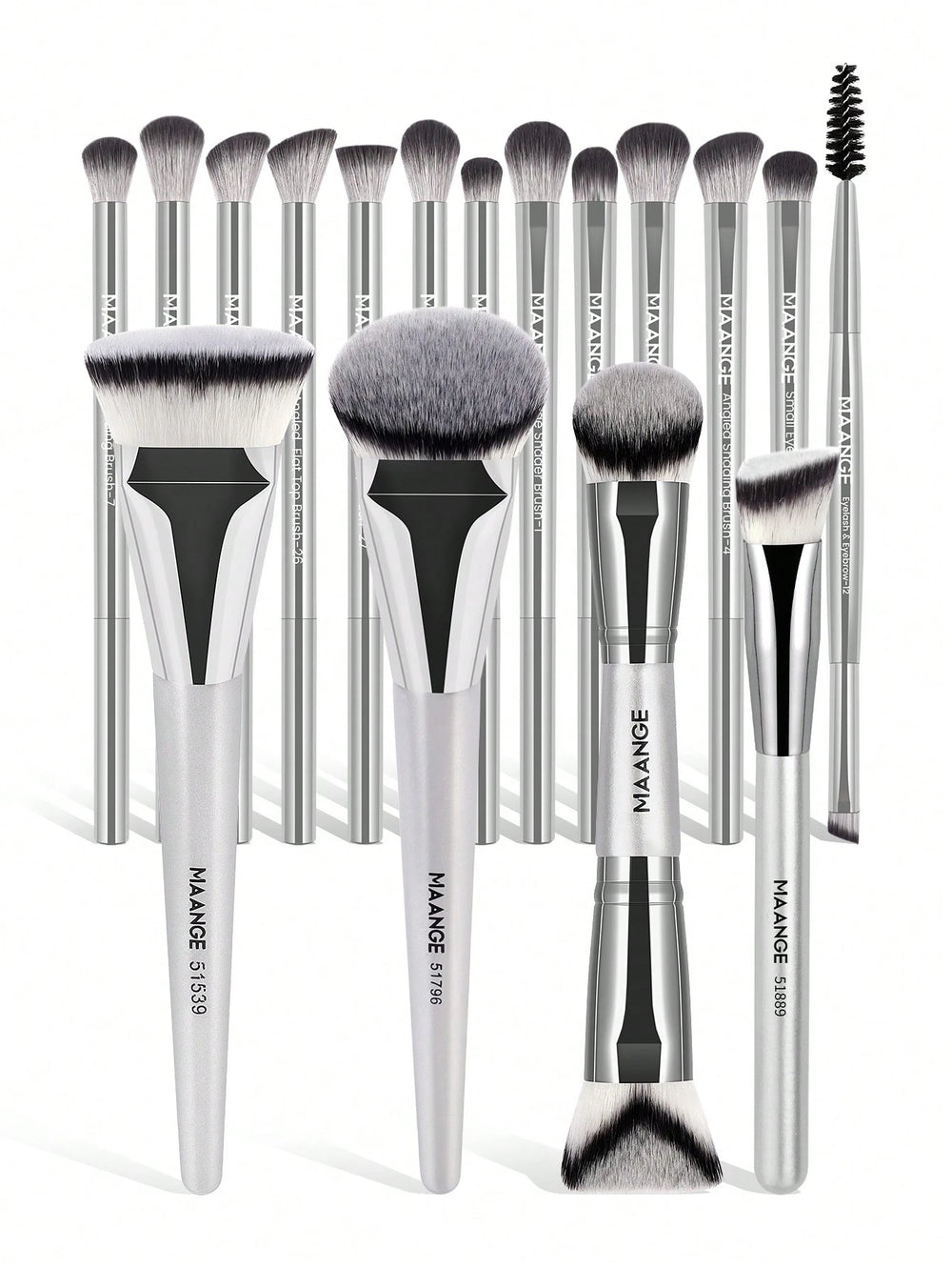 Maange Pro Makeup Brush Silver 17Pcs