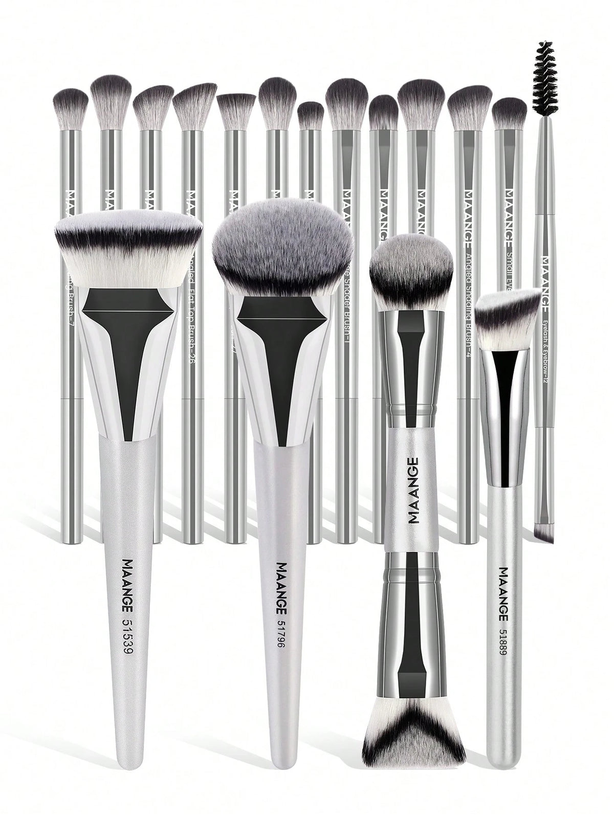 Maange Pro Makeup Brush Silver 17Pcs