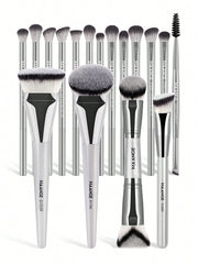 Maange Pro Makeup Brush Silver 17Pcs