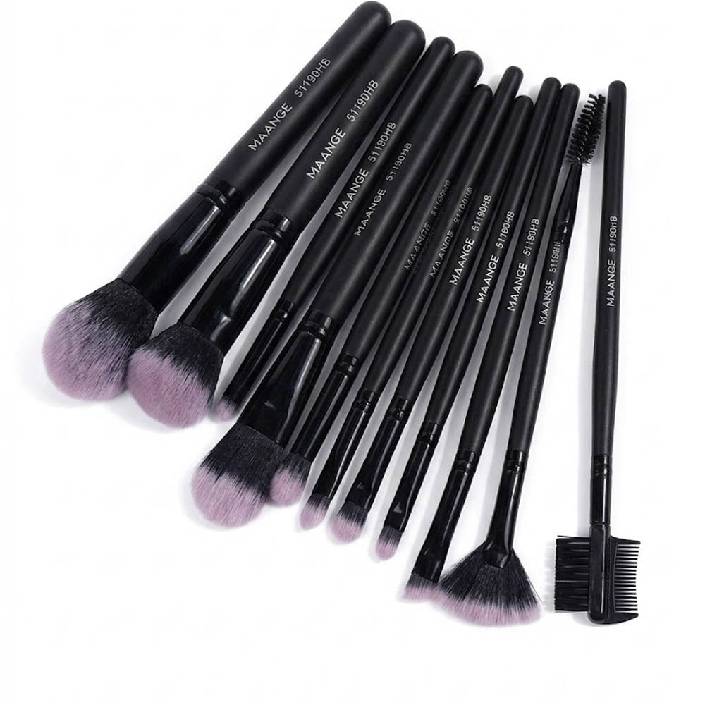 Maange Professional Makeup Brush Set 12 Pieces - Black