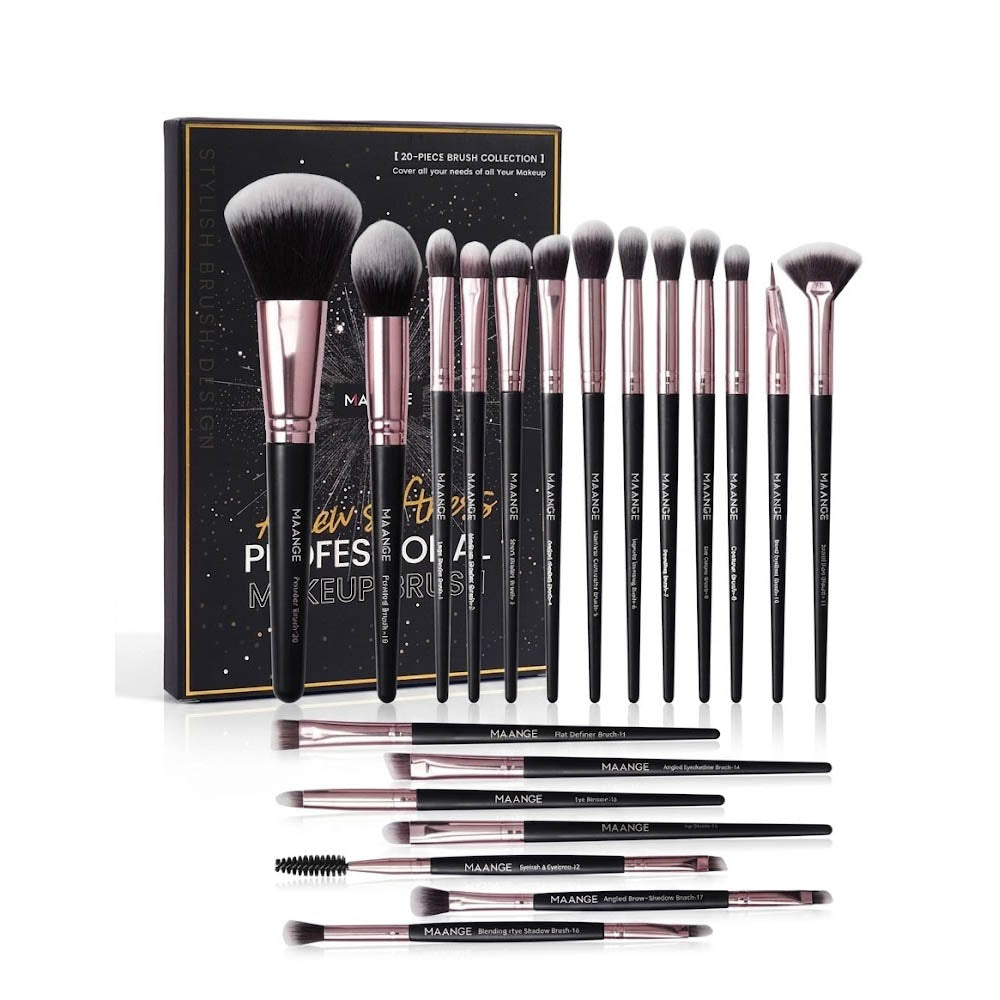 Maange Professional Makeup Brush Set 20 Pieces Black