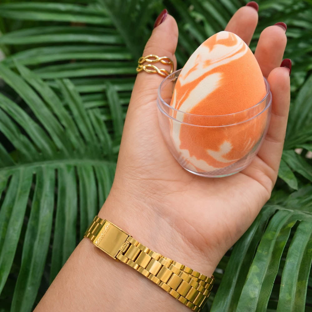 Orange and cream marble makeup sponge 
