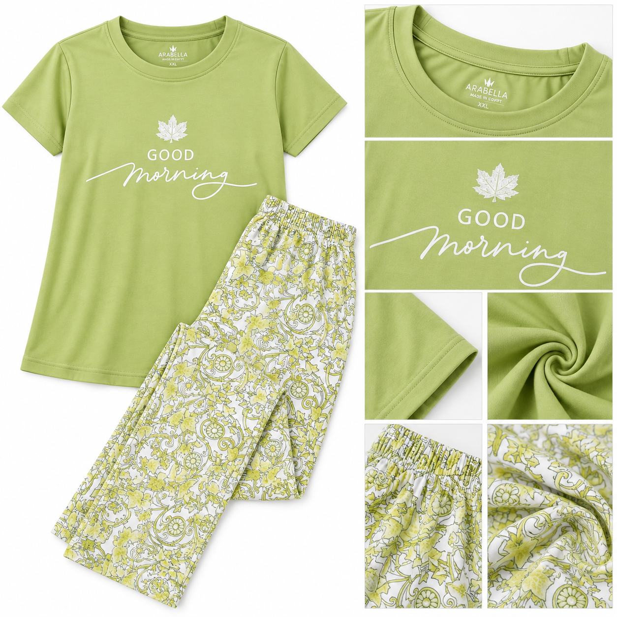 Pastel Green Good Morning Pajama Set