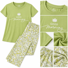 Pastel Green Good Morning Pajama Set