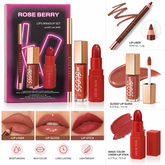 Rose Berry lips makeup set 3pcs