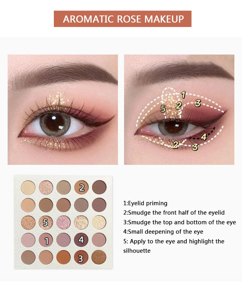 shein lucky me 25-Color Eyeshadow Palette With Cosmetic Brush