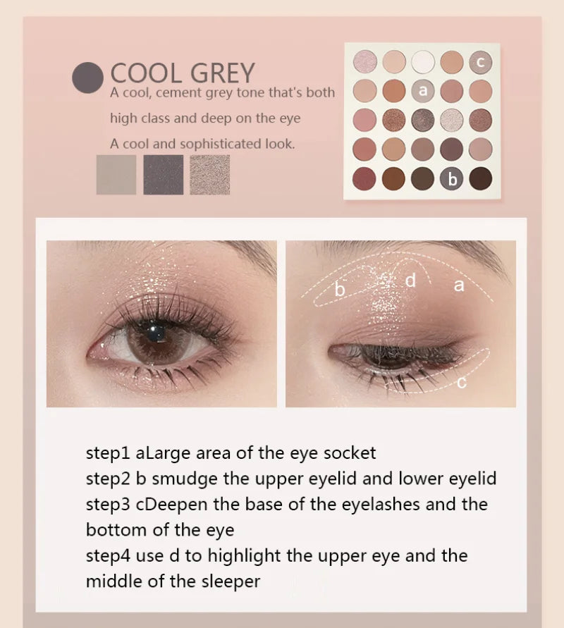 shein lucky me 25-Color Eyeshadow Palette With Cosmetic Brush