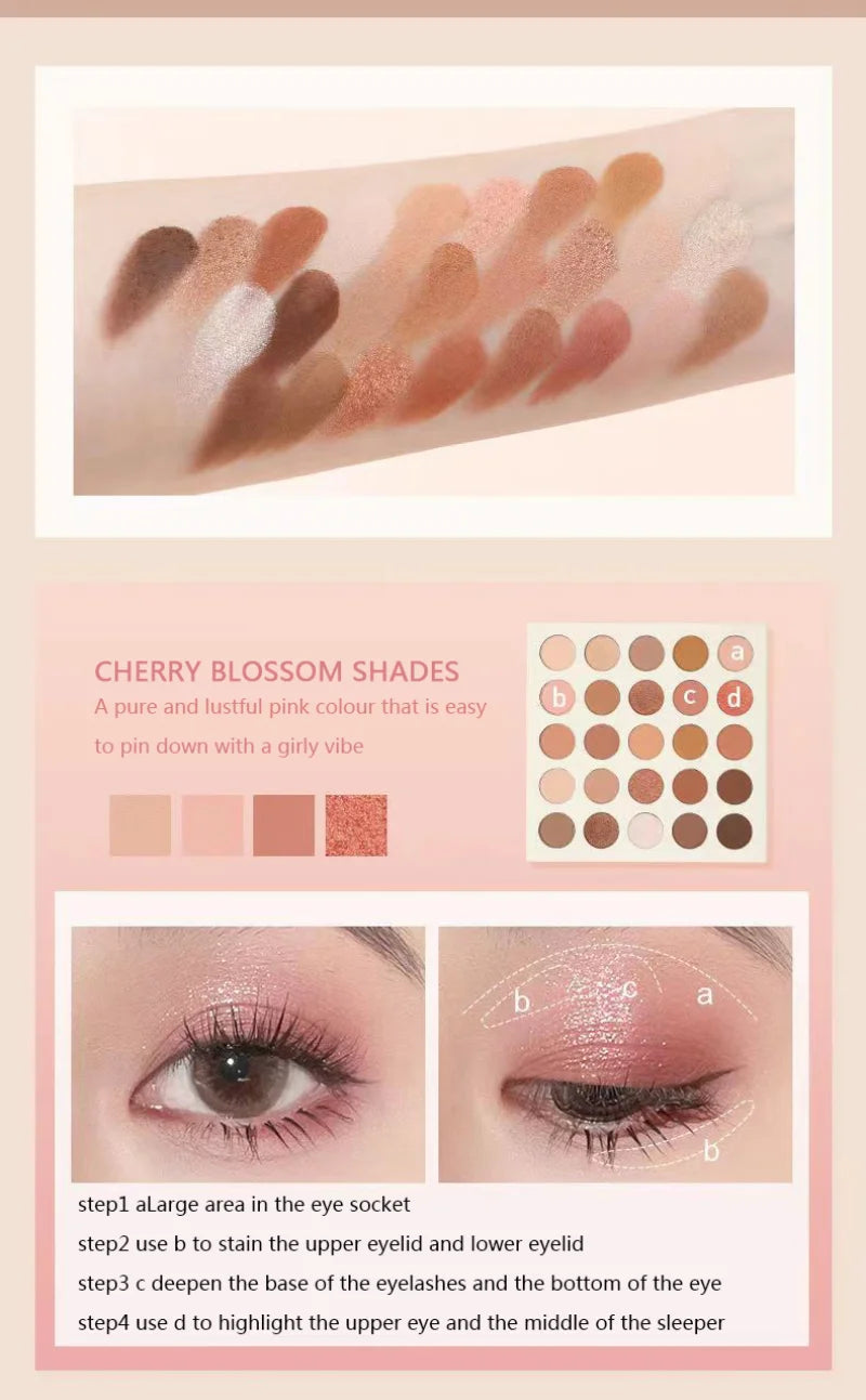 shein lucky me 25-Color Eyeshadow Palette With Cosmetic Brush