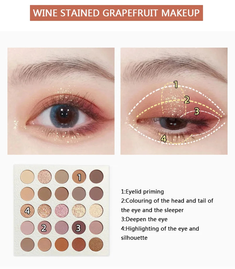 shein lucky me 25-Color Eyeshadow Palette With Cosmetic Brush