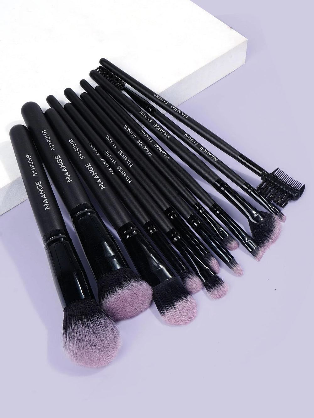 SheIn Mang Professional Makeup Brush Set 12 Pieces - Black