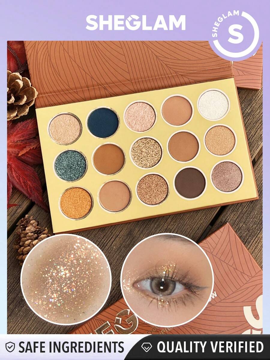 Sheglam Eyeshadow Palette 15-Color Matte Gilding Shimmer