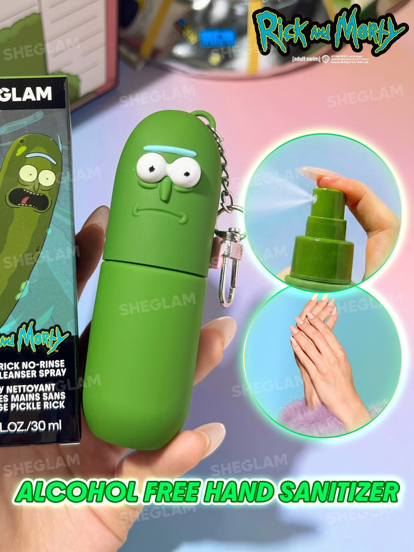 Sheglam Rick and Morty X Pickle Rick No-Rinse Hand Cleanser Spray