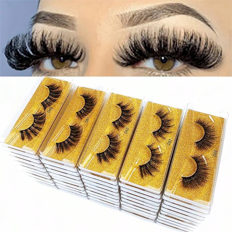 Shein 10 Pairs Mink Lashes 3d Mink Eyelashes Natural