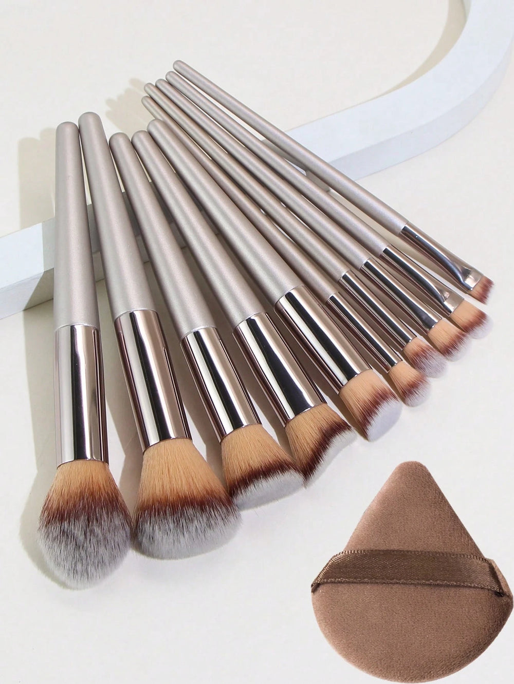 Shein 10 Piece Makeup Brush Set + Powder Puff