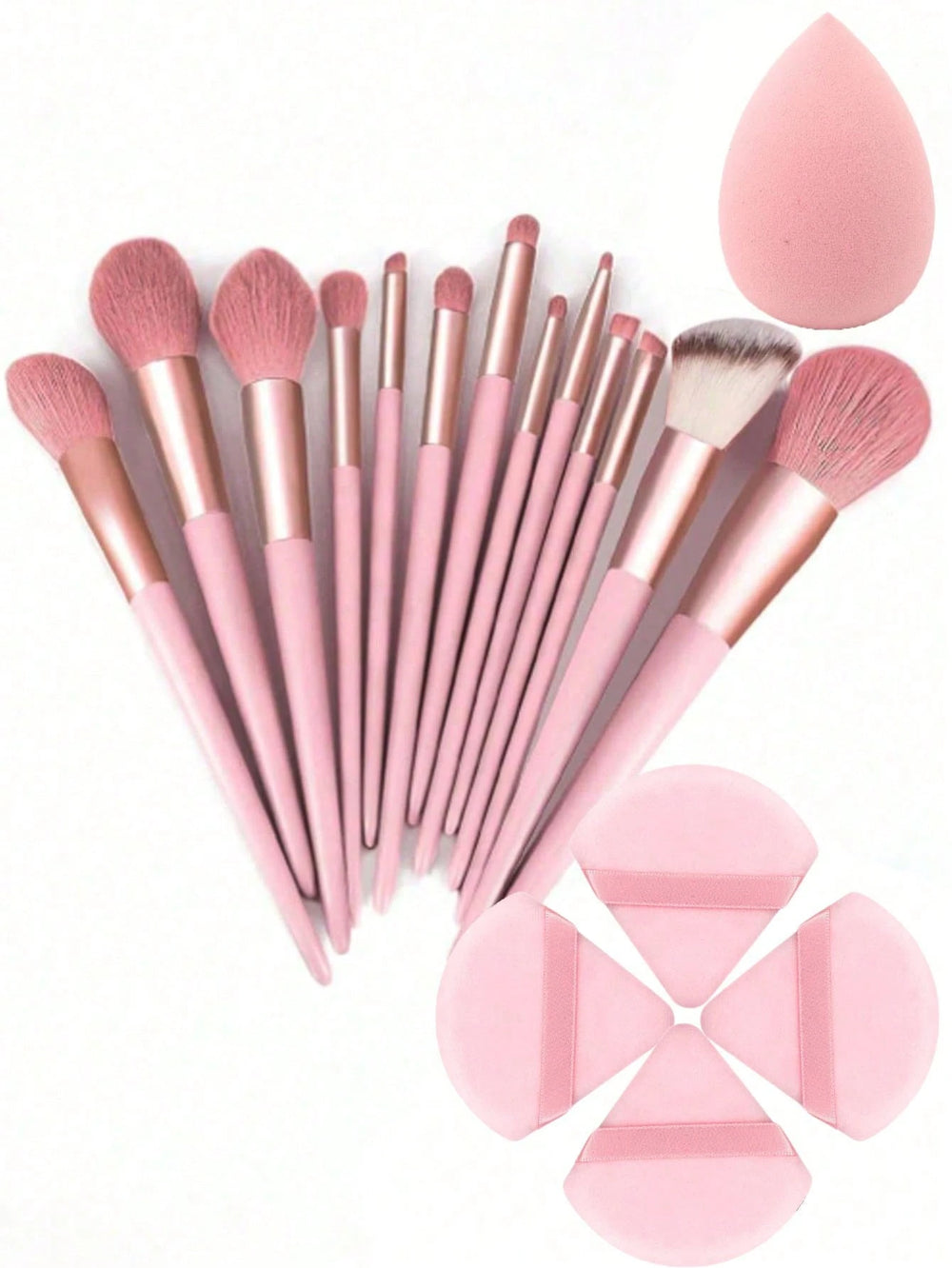 Shein 13Pcs Makeup Brush and 5 Pcs Sponge Pink