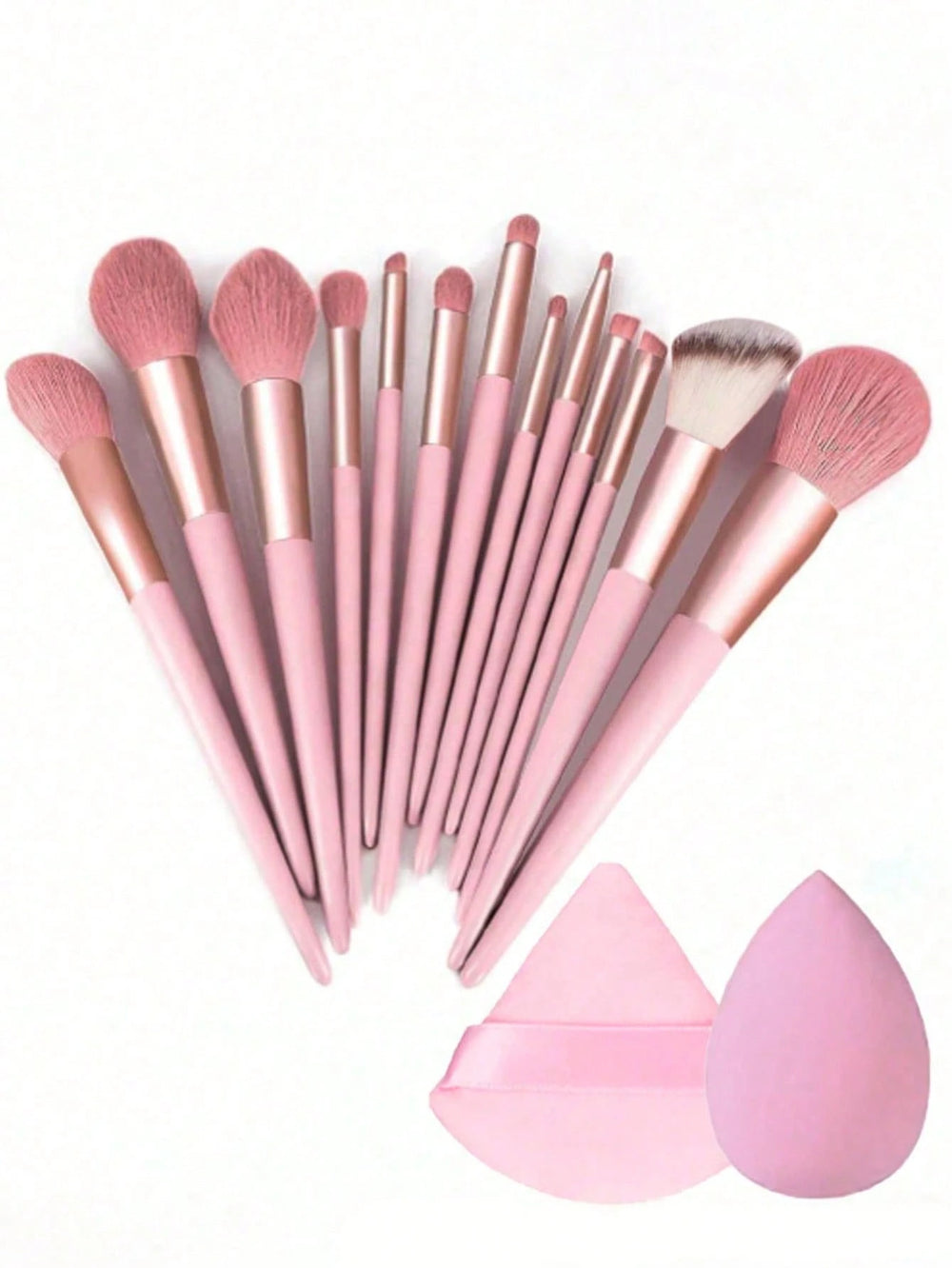 Shein 13Pcs Makeup Brush and 5 Pcs Sponge Pink