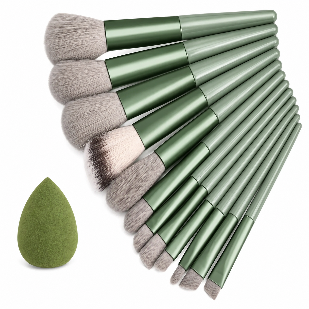 Shein 13Pcs Makeup Brush and Sponge Green