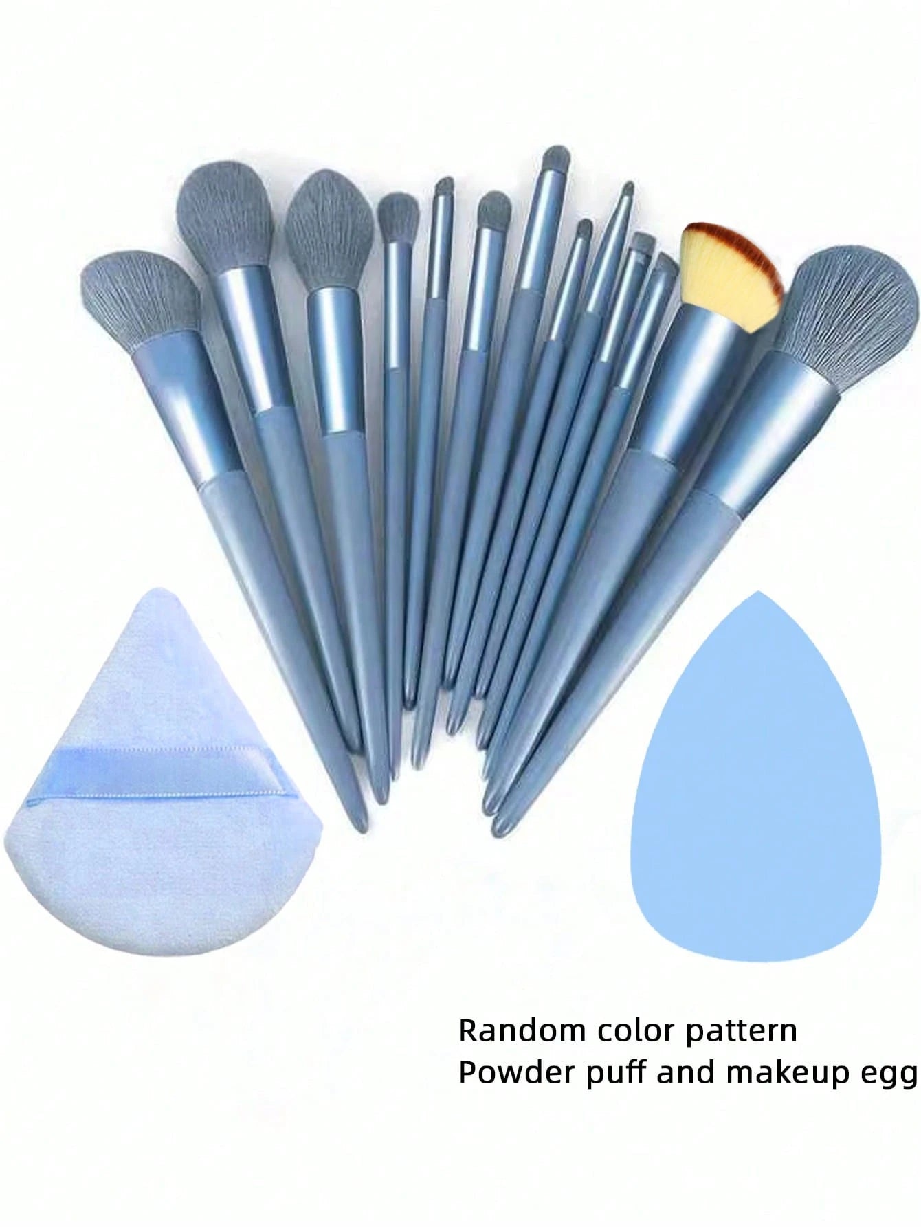 Shein 13pcs Blue Makeup Brushes Set + 2 Sponge