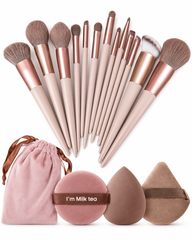 Shein 13pcs brown Makeup Brushes + 3pcs Sponge 