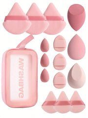 Shein 16 Large Makeup Sponge Set With Bag Pink