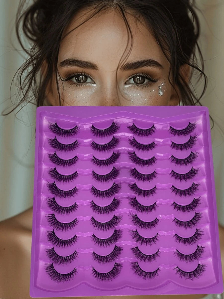 Shein 20 Pairs Beige Crystal Eyelashes