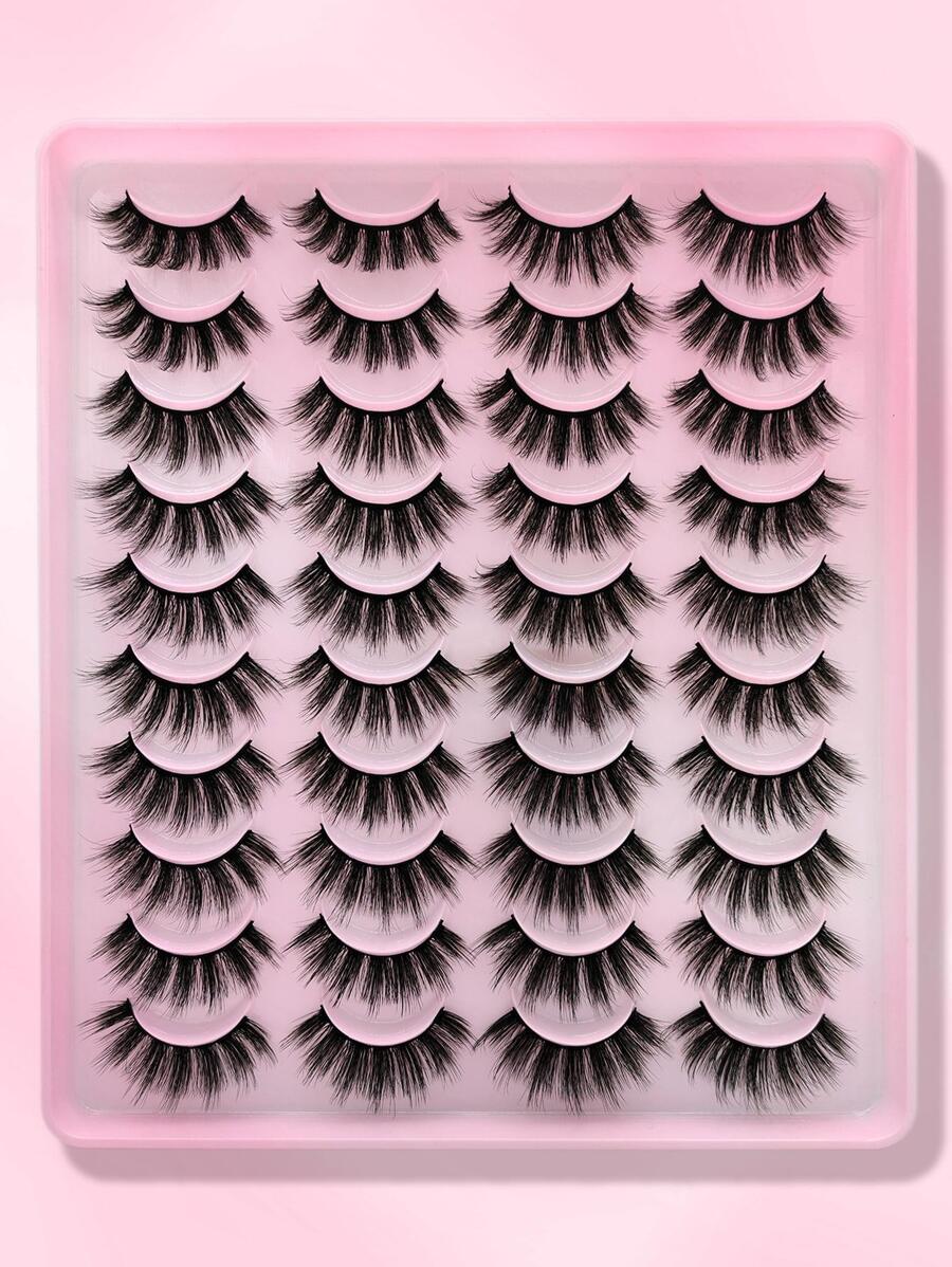 Shein 20 Pairs Of Natural and Volumized Eyelashes Extra Long