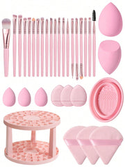 Shein 20pcs Makeup Brush Set &1pc Storage Stand+6PCS Makeup Puff+5PCS Makeup Sponge