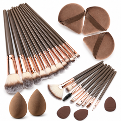 Shein 20pcs Makeup Brush Set + 2 spong + 3 puff + 3 mini finger