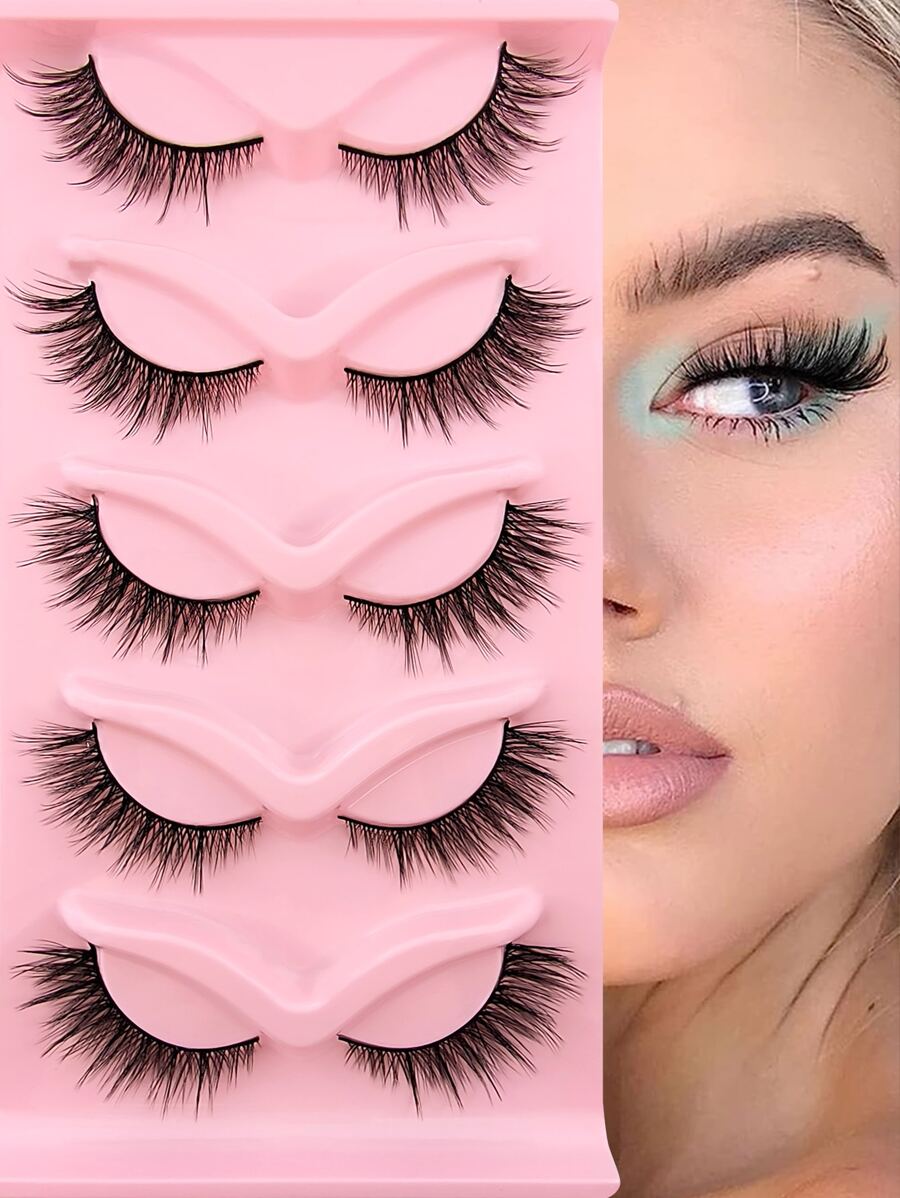 Shein 5 Pairs Lashes Cat Eye Look Eyelashes Volumized
