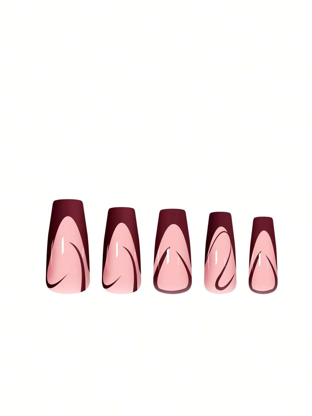 Shein Brown Flame Wave Nail Art 24 Pieces