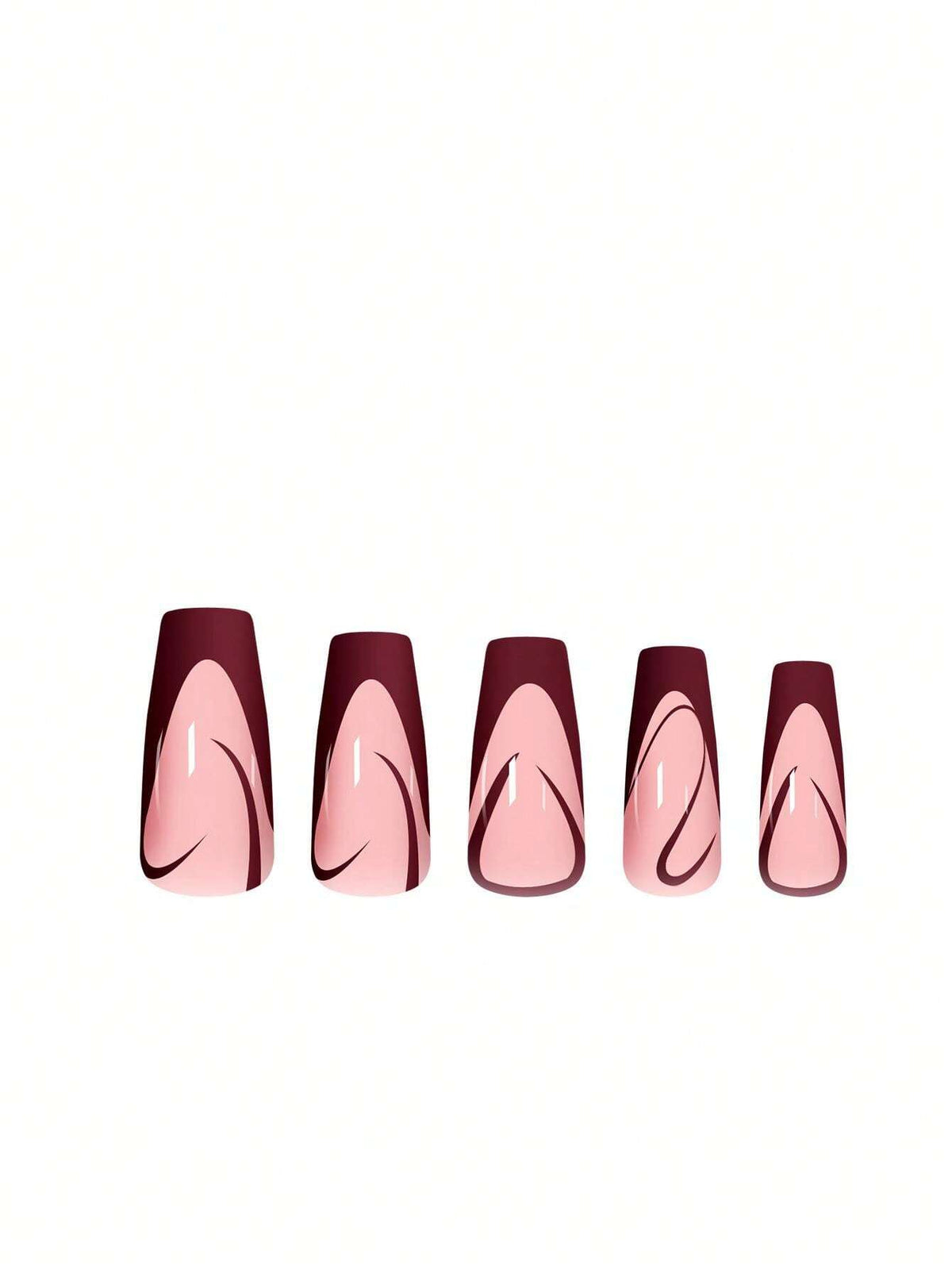 Shein Brown Flame Wave Nail Art 24 Pieces