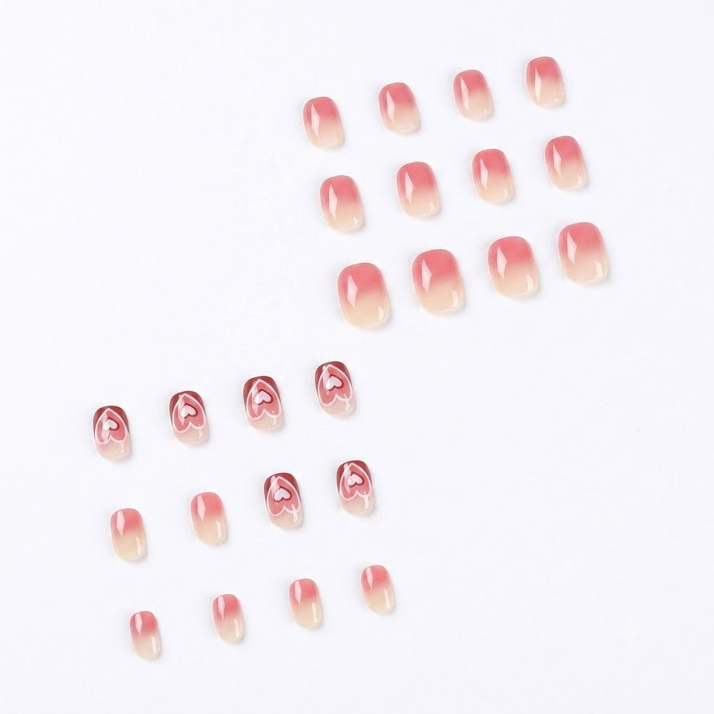 Shein Pink Nail Art with Heart Pattern 24 Pieces