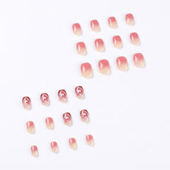 Shein Pink Nail Art with Heart Pattern 24 Pieces