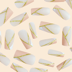 Shein Pink Striped Nail Art Nails, 24 Pieces