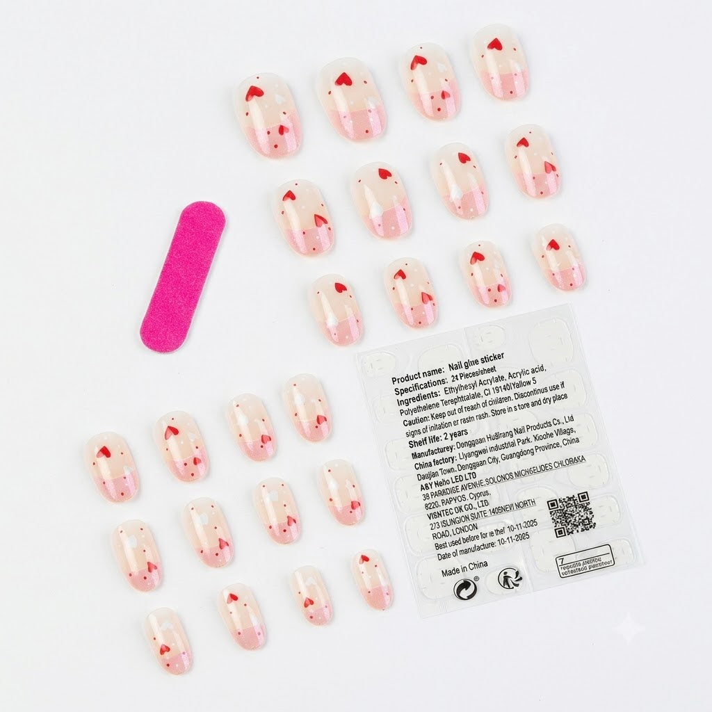 Shein Red and Pink Balloon Nails 24 Pieces