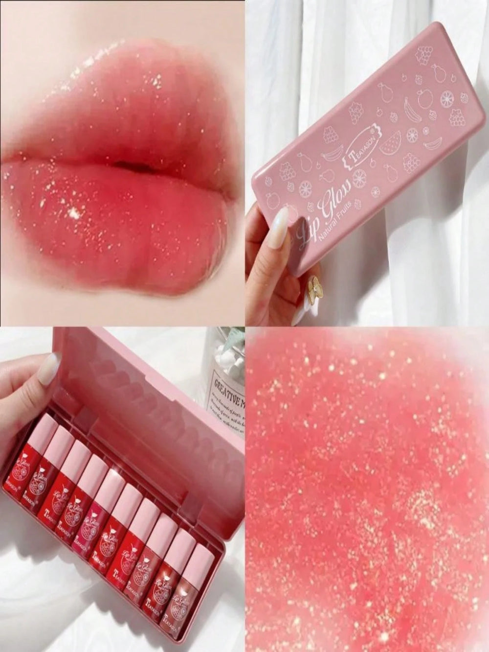 Teayson Lip Gloss Fruit Essence Waterproof Liquid 10 pcs