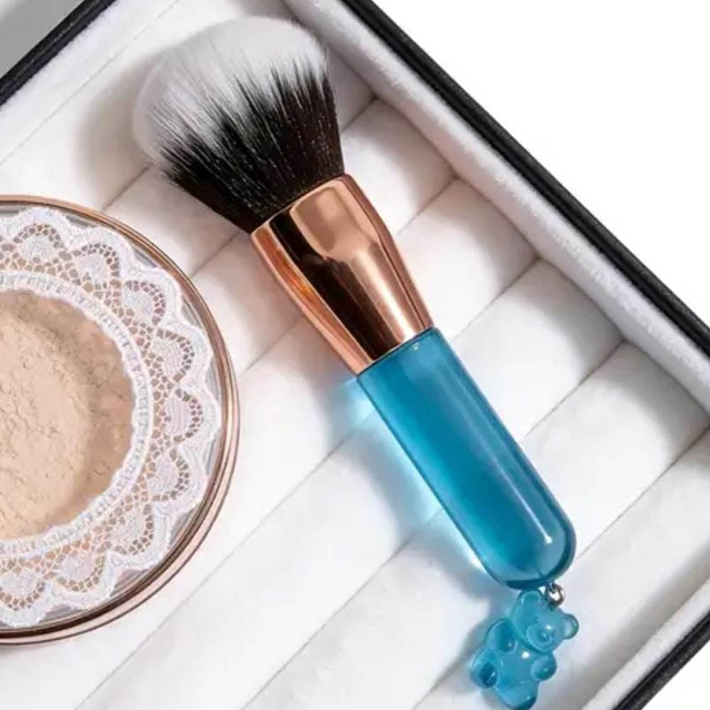 Blue Teddy Bear Charm Makeup Powder Brush