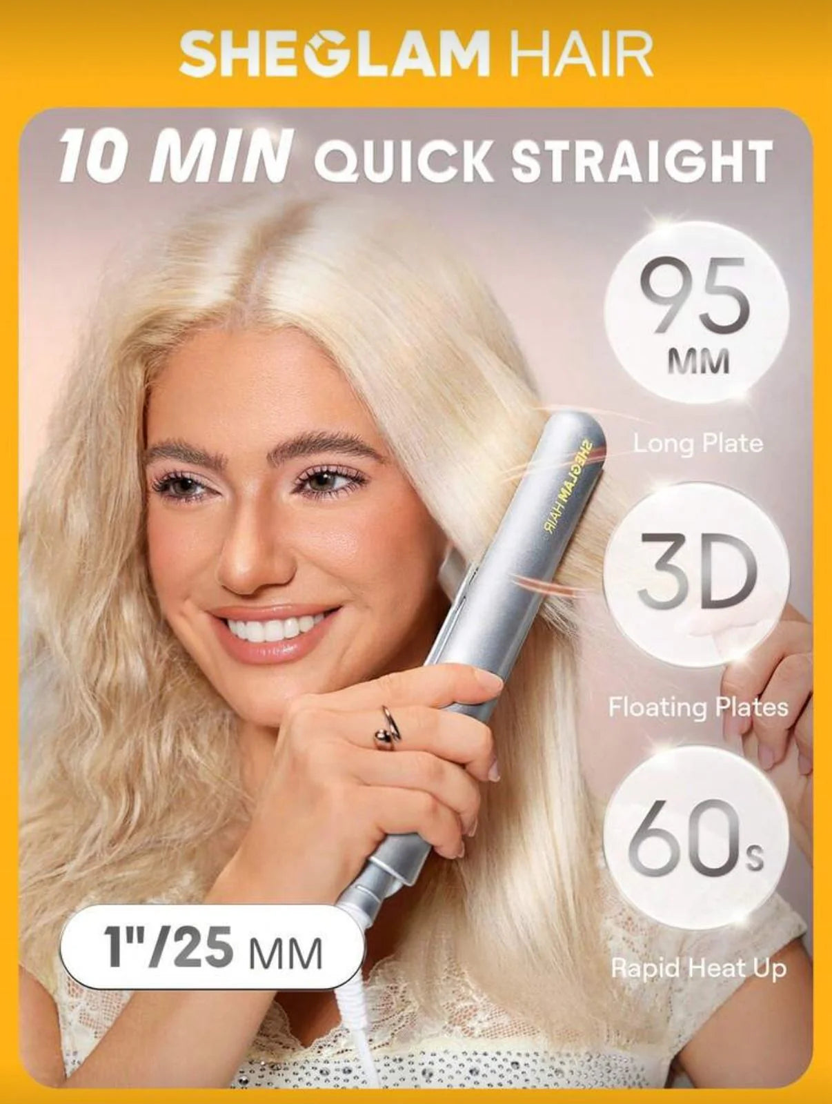 sheglam Sleek Chic Insta-Heat Straight Styler 25mm