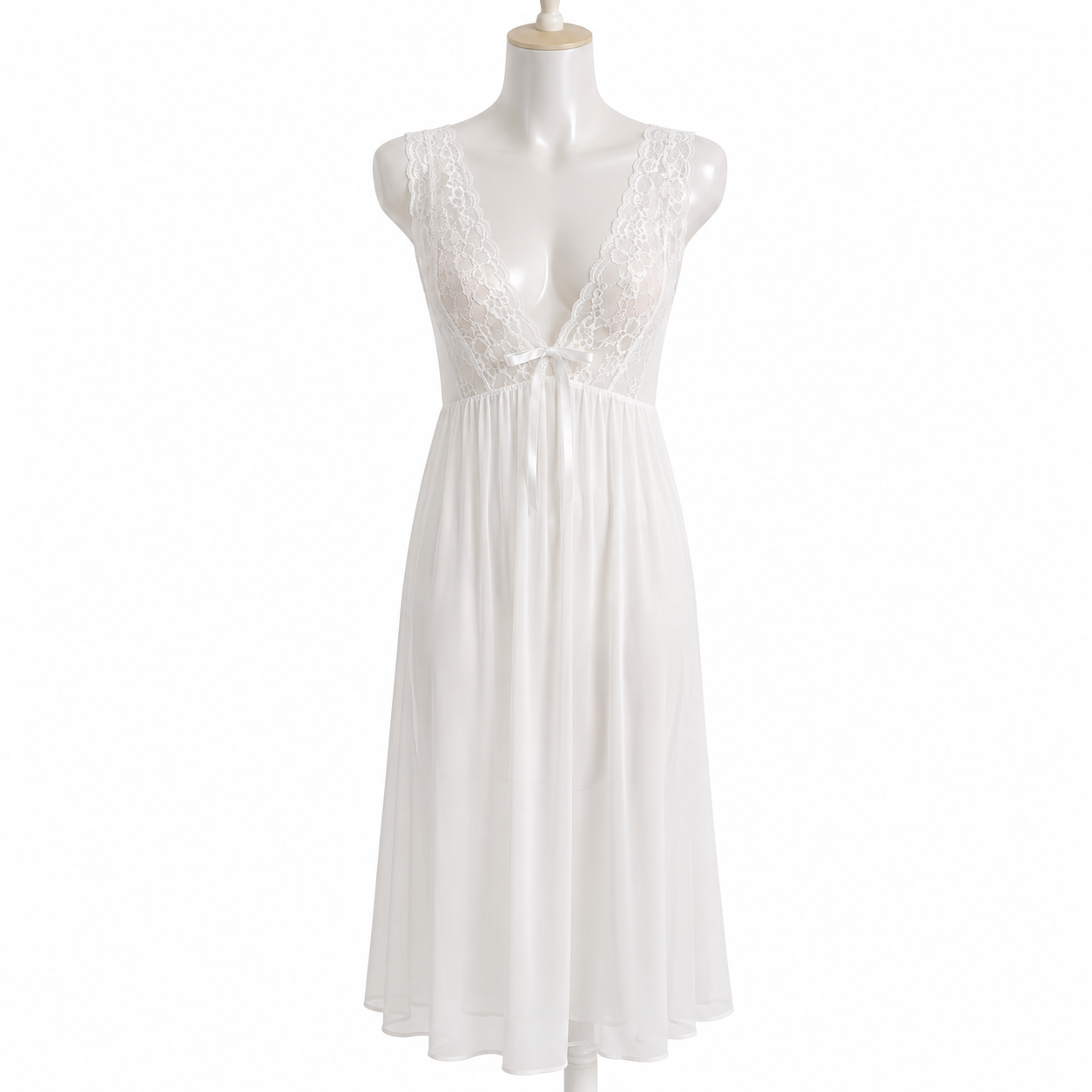 Women's Lace Deep V-Neck Maxi Nightdress